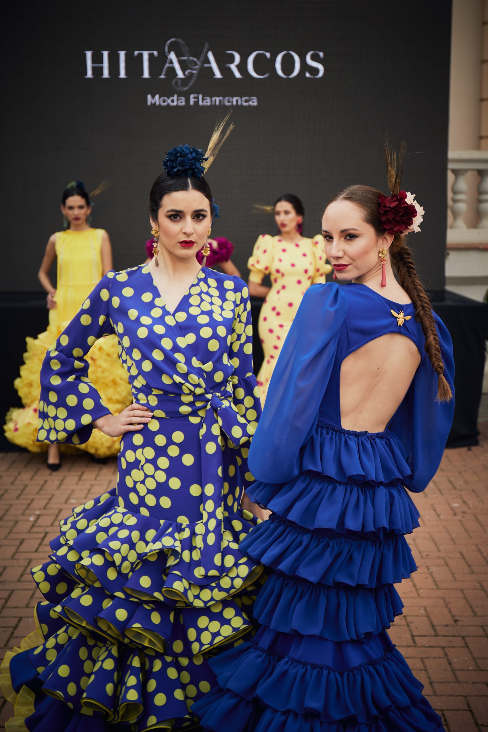 Vestidos azules lunares, azul, flamenca