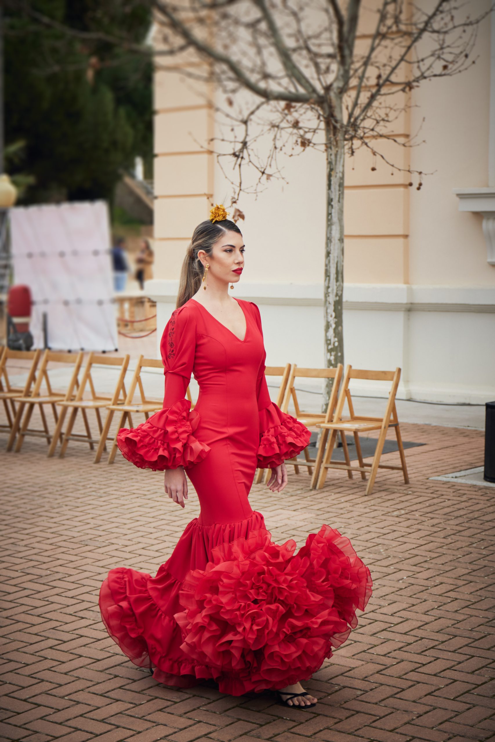 vestido de sevillanas rojo - traje de flamenca rojo 2023